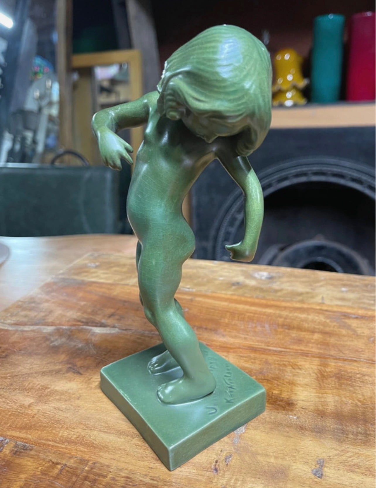 Vintage jade green-glazed figure by Kai Nielsen