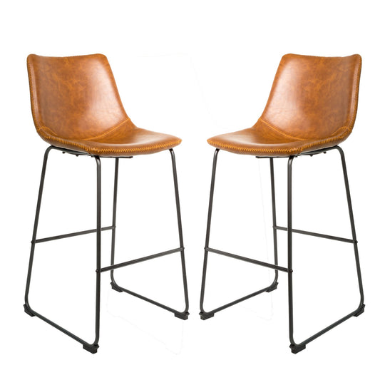 Pair of Cooper tan bar stools