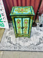 Hand Painted Floral Wooden Bedside Cabinet with Drawer and Double Doors