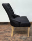 Black Linen Fabric Dining Chair with Light Wood Legs