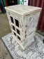 White Distressed Wooden Cabinet with Glass Panel Door Rustic Storage