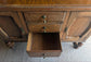 Vintage Oak Dresser / Brass Handles / 3 Drawers / 2 Cabinets