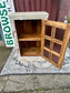 White Distressed Wooden Cabinet with Glass Panel Door Rustic Storage