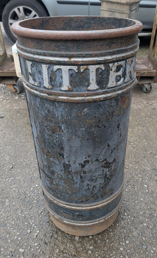 Tall Vintage Cast Iron Litter Bin
