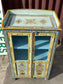 Hand Painted Indian Style Display Cabinet Glass Door Floral Decorative Storage