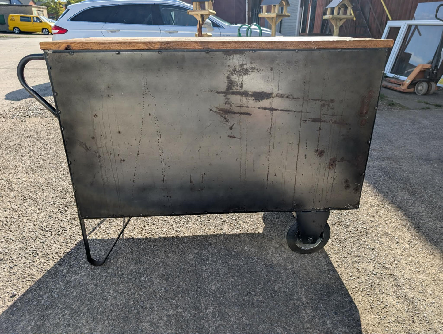 Red / Black Industrial Metal Storage Unit / Two Wheels