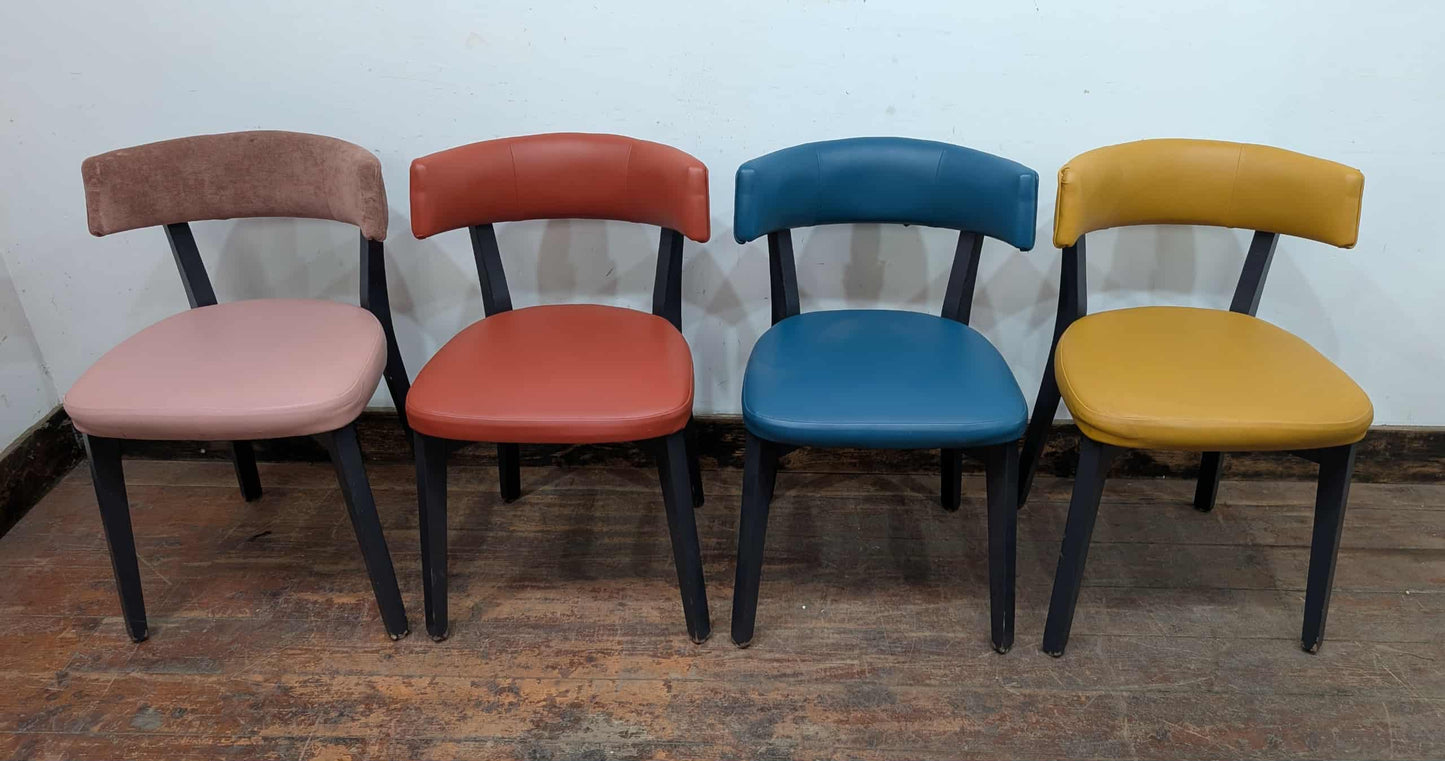 Set of 4 mixed colour faux-leather chairs for cafe / pub / restaurant