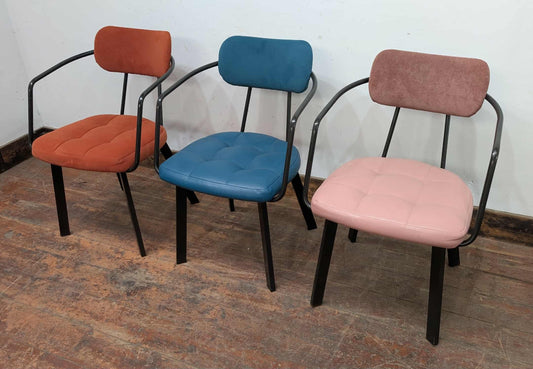 Set of 10 mixed colour faux-leather & fabric chairs for cafe / pub / restaurant