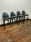 Set of 4 Black Genuine Leather Bar Stools Restaurant Bar Pub