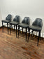 Set of 4 Black Genuine Leather Bar Stools Restaurant Bar Pub
