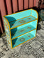 Turquoise Painted Wooden Display Shelf Unit Floral Boho Bookcase