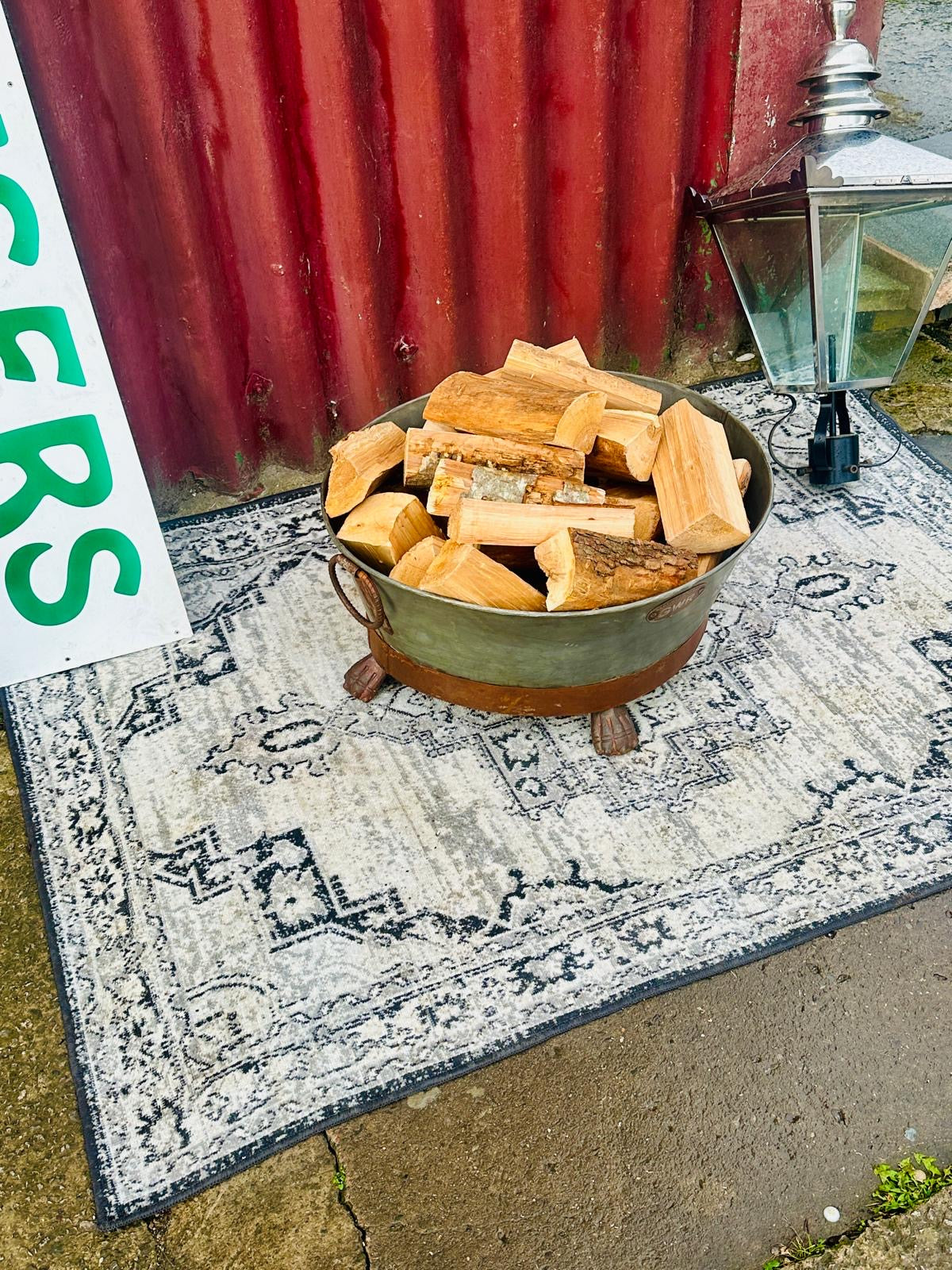 Large GWR Great Western Railway Metal Log Basket Firewood Holder Decorative Feet