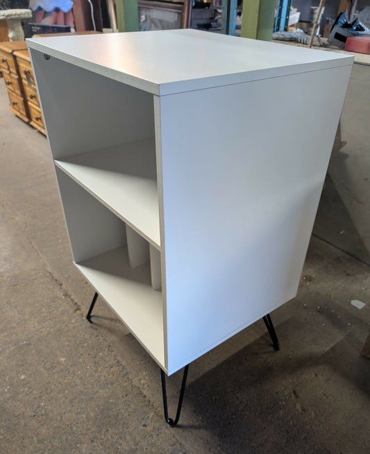 Small White Open Storage Unit / Record Cabinet