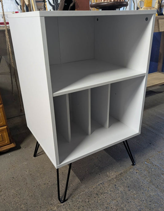 Small White Open Storage Unit / Record Cabinet