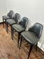 Set of 4 Black Genuine Leather Bar Stools Restaurant Bar Pub