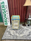 Colourful Painted Glass Display Cabinet Turquoise Blue Floral Storage Unit
