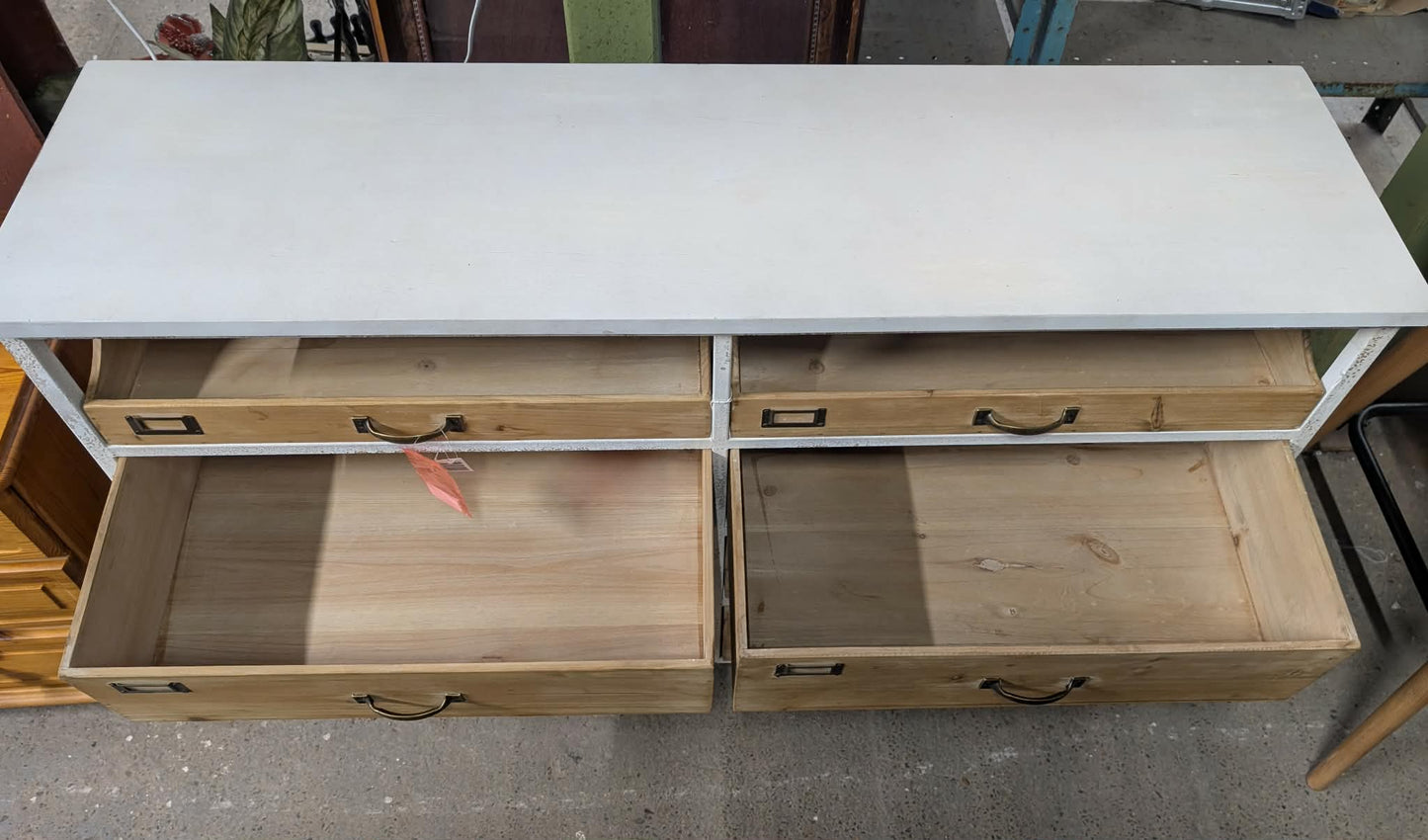 Chest of Drawers / Metal Frame / Light Wood Drawers and Half-Drawers