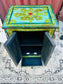 Hand Painted Floral Wooden Bedside Cabinet with Drawer and Double Doors