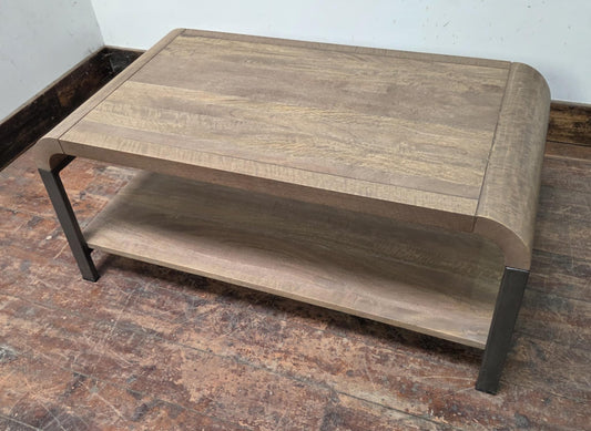 Rectangular Coffee Table with Wooden Top and Steel Legs