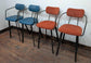 Set of 4 mixed colour bar stools (2 teal, 2 orange) for cafe / pub / restaurant