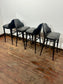 Set of 4 Black Genuine Leather Bar Stools Restaurant Bar Pub