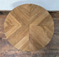 Small Circular Coffee Table with Wooden Top and Steel Frame