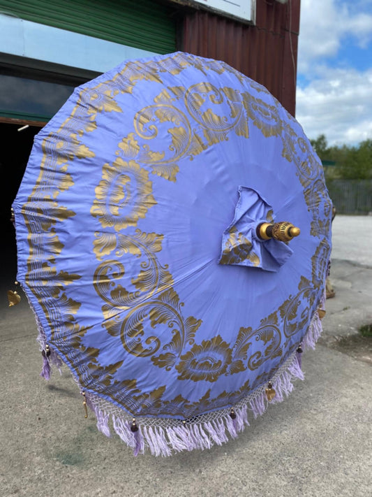 Handmade Bali Sun Parasol - Violet and Gold (Base not included)