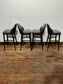 Set of 4 Black Genuine Leather Bar Stools Restaurant Bar Pub