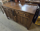 Vintage Style Engraved Wooden Storage Unit with Double Cabinet and Drawers