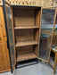 Standing Cabinet with Reeded Glass Doors / Metal Frame / Wood panels