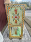 Hand Painted Floral Wooden Cabinet with Double Doors and Display Shelf