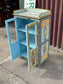 Hand Painted Indian Style Display Cabinet Glass Door Floral Decorative Storage
