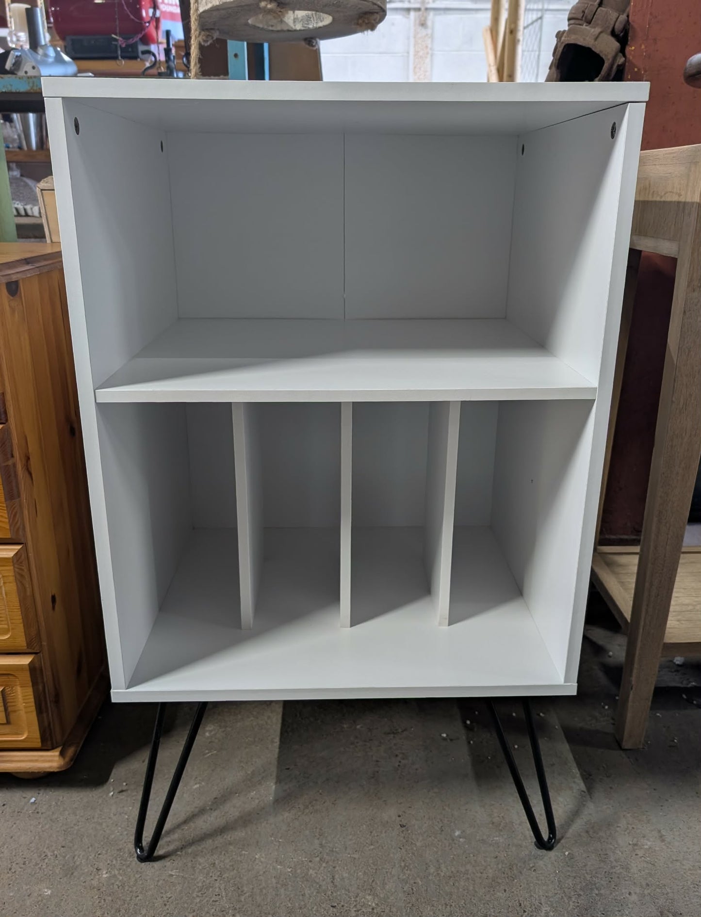 Small White Open Storage Unit / Record Cabinet