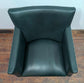 Set of 4 bottle green faux leather tub chairs / fabric backs / pub seating