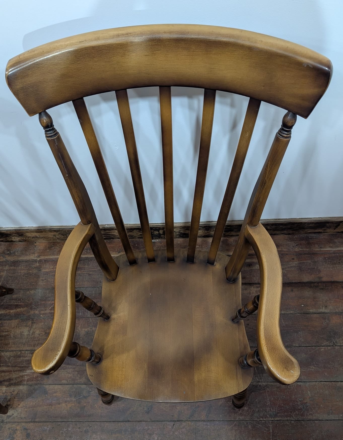 Pair of Solid Wooden Windsor Armchairs Farmhouse Kitchen Dining Chairs