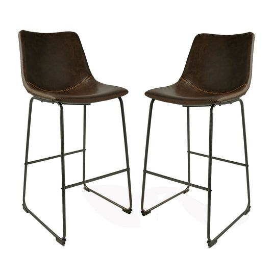 Pair of Chestnut Cooper Vegan Leather Bar Stools