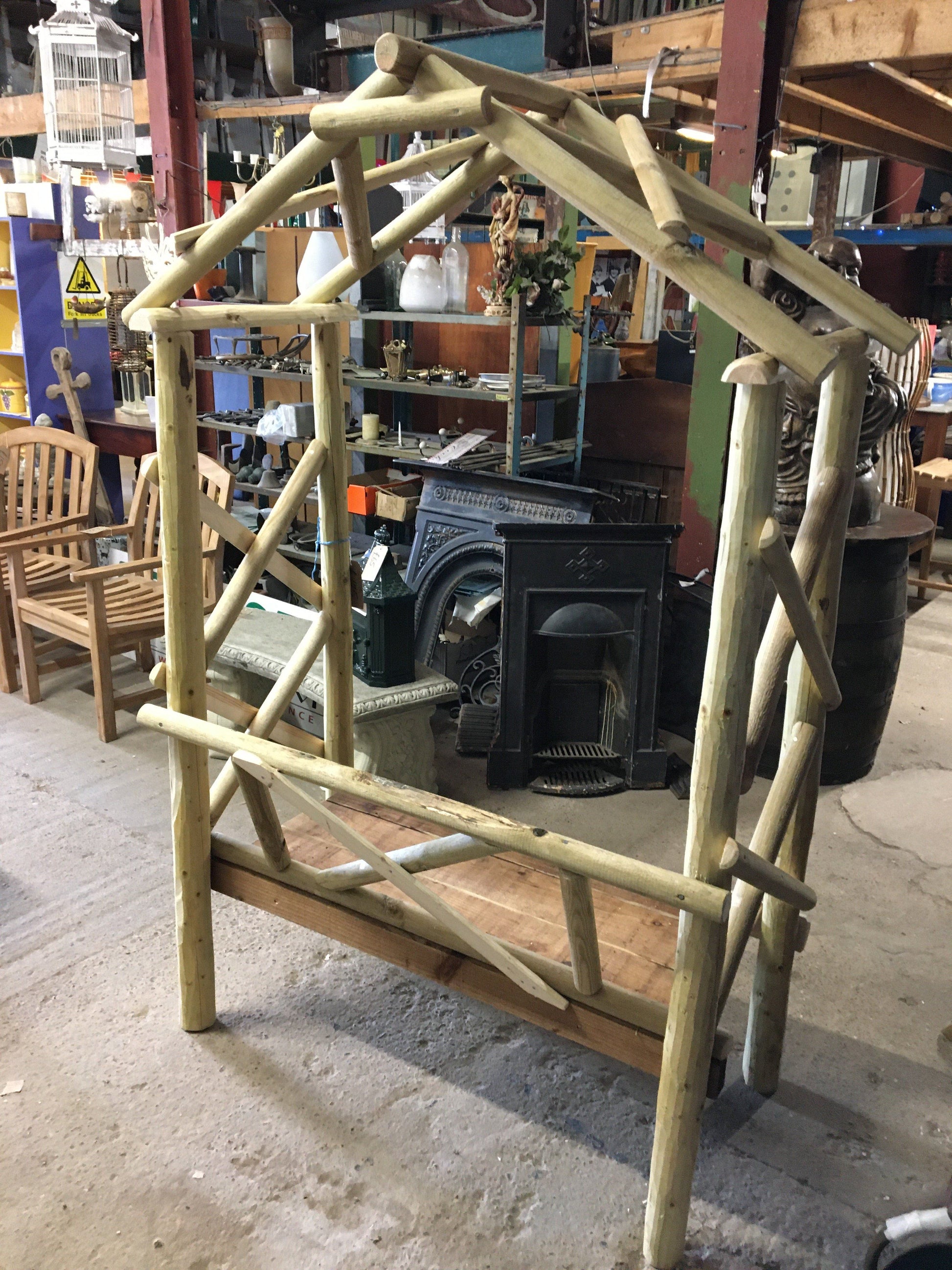 RUSTIC OUTDOOR ARBOUR WITH BENCH SEAT (NEW) - Browsers Emporium