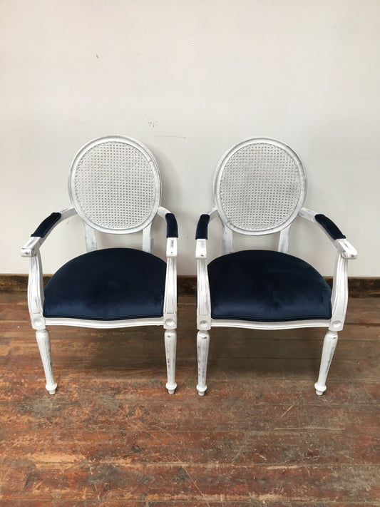 PAIR OF BLUE SPOONBACK ORNATE CHAIR (NEW) - Browsers Emporium