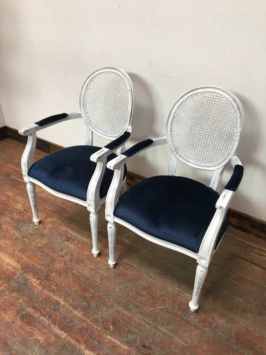 PAIR OF BLUE SPOONBACK ORNATE CHAIR (NEW) - Browsers Emporium