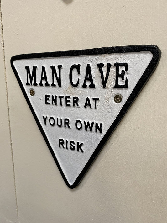 MAN CAVE CAST IRON METAL SIGN (NEW) - Browsers Emporium