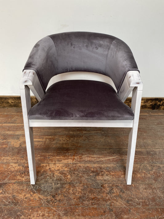 SET OF X 6 GREY ARMCHAIRS WITH WHITE FRAMES (NEW) - Browsers Emporium