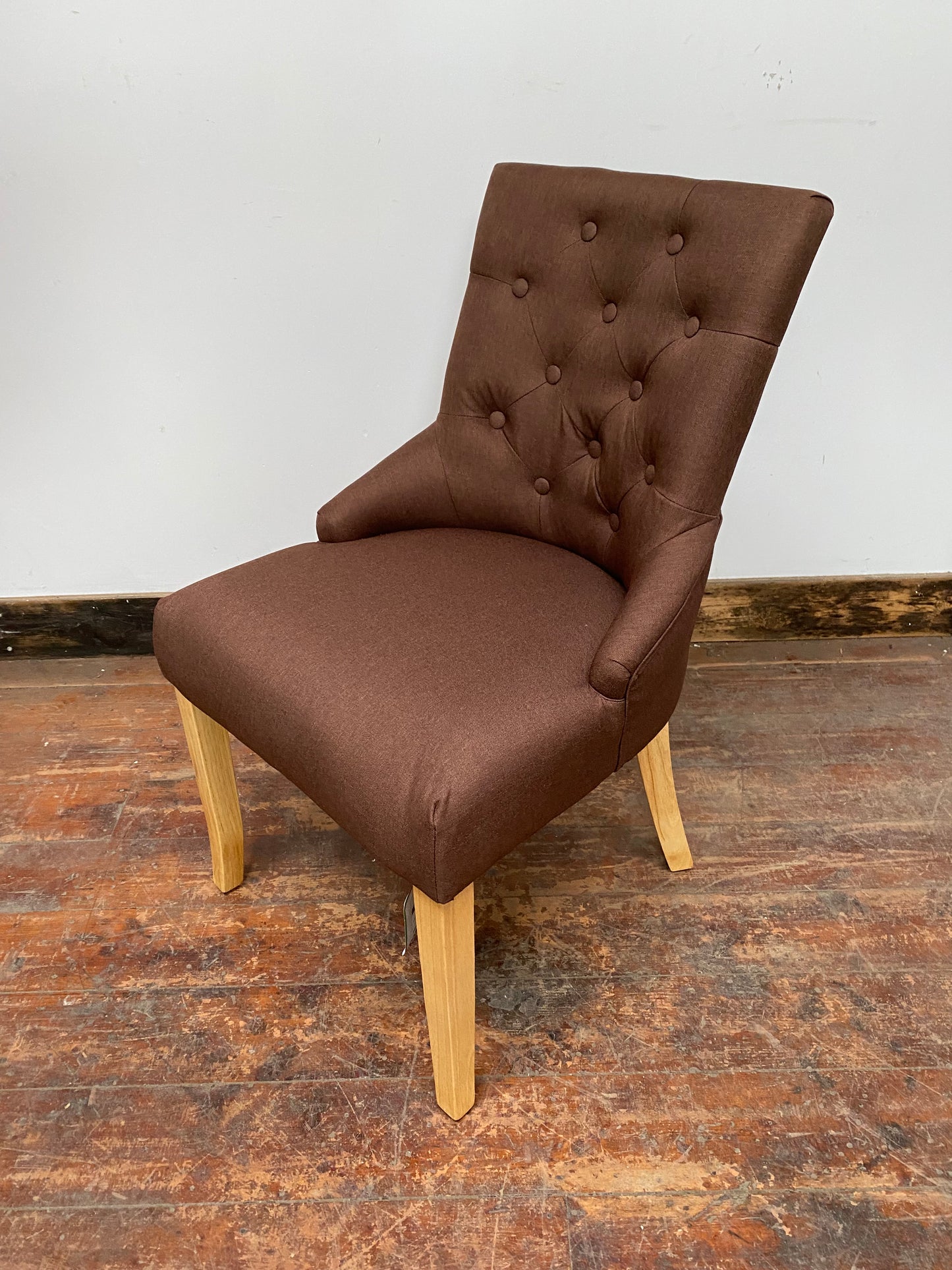 PAIR OF BROWN DINING CHAIRS (NEW)