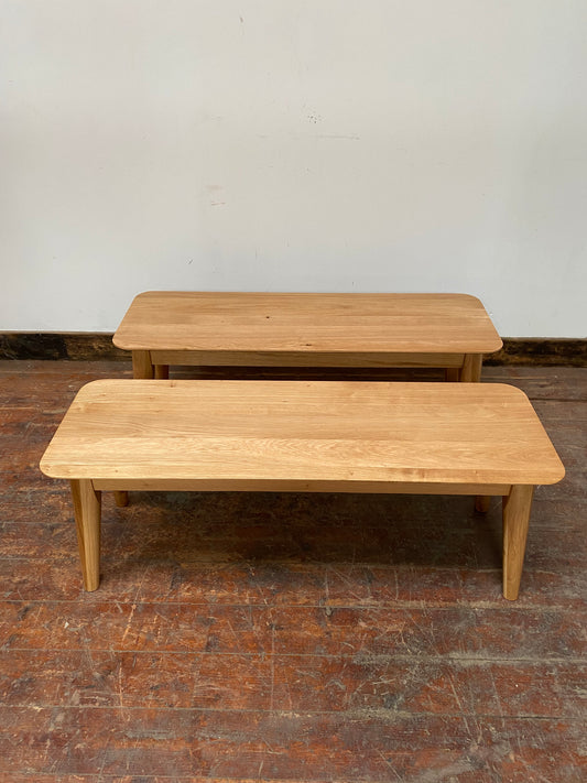 PAIR OF SOLID OAK BENCHES (NEW)