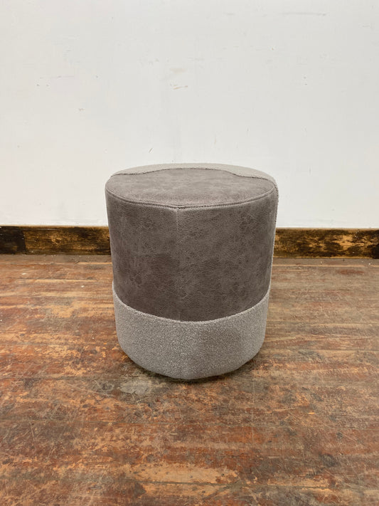 Grey fabric round stool (new)