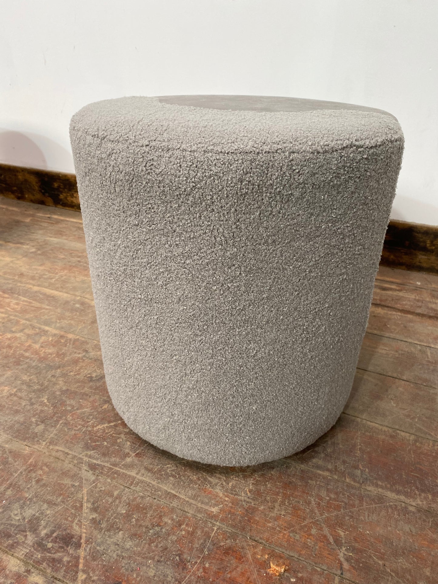 Grey fabric round stool (new)
