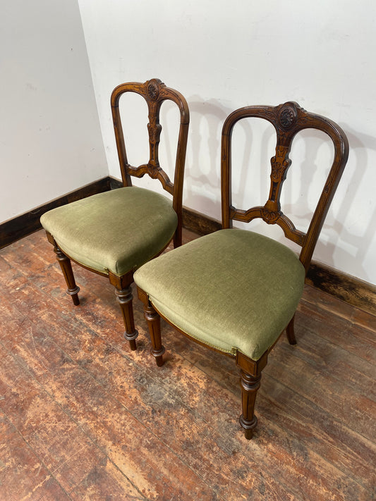 Pair of vintage green bedroom chairs