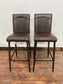 Pair of Lancier chestnut brown tall bar stools