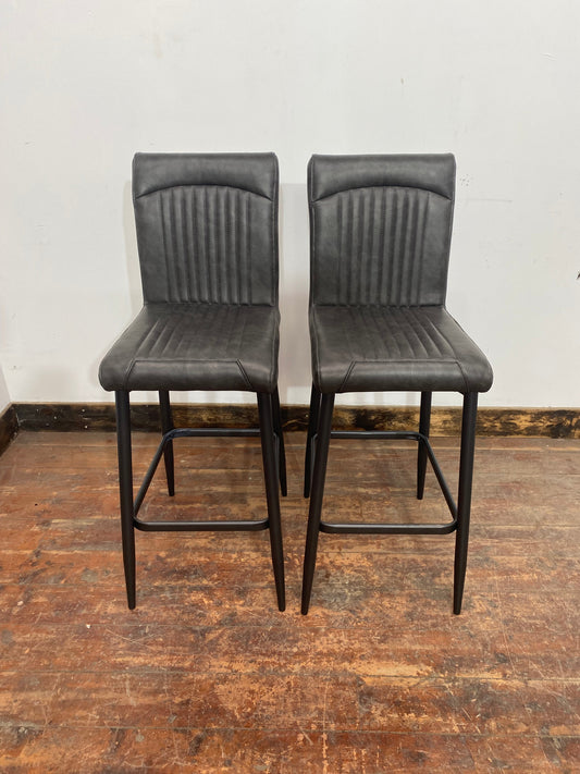 Pair of Lancier grey tall bar stools