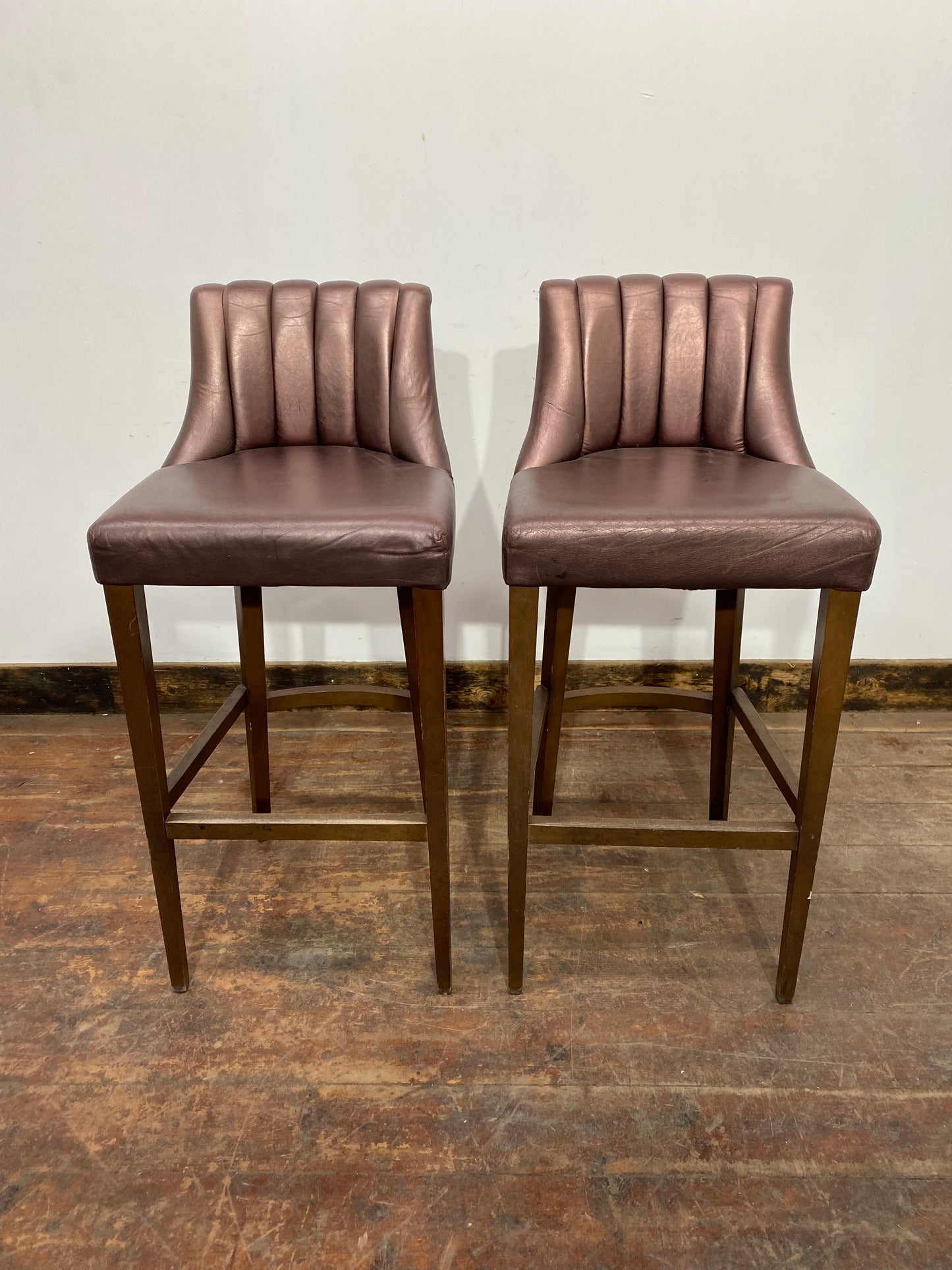 Pair of metallic bronze bar stools