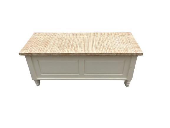 WHITE COFFEE TABLE WITH WHITE WASHED TOP (NEW) - Browsers Emporium